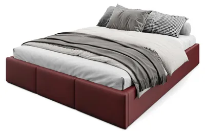Produktbild von Muralo POLSTERBETT 160x200 cm Doppelbett ohne Kopfteil mit Bettkasten und hochklappbarem Lattenrost Weinrot