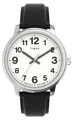 Produktbild von Timex Easy Reader Herren 43mm Schwarze Lederarmbanduhr TW2V21200