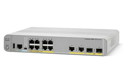 Produktbild von Cisco Catalyst 2960CX-8TC-L - Switch - managed - 8 x 10/100/1000 + 2 x SFP + 2 x 10/100/1000 (Uplink) - Desktop, an Rack montierbar, an DIN-Schiene montierbar, wandmontierbar