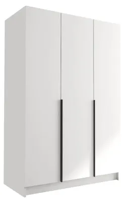 Produktbild von MIRJAN24 Kleiderschrank Calia I, Schlafzimmer, Drehtürenschrank, mit Kleiderstange, Modern, Garderobenschrank, Metallgriffe (Farbe: Weiß / Weiß + Schwarz)