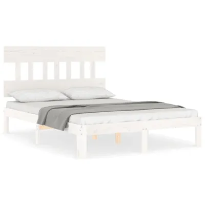 Image de vidaXL Lit en bois massif sans matelas Blanc 140x190 cm pin