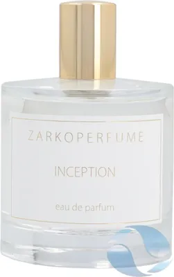 A clear studio shot of a perfume bottle with a gold cap.