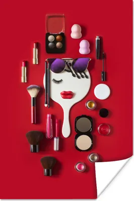 Produktbild von MuchoWow® Poster Weiblicher Spiegel umgeben von Make-up 40x60 cm - Plakate für die Wand - Poster Babyzimmer