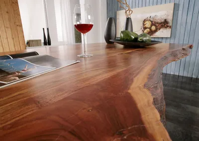 Produktbild von MASSIVMOEBEL24 Baumtisch Akazie 190x110x78 walnuss lackiert FREEFORM #102