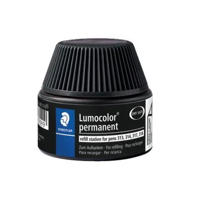 A black refill station for permanent markers with blue accents and text.