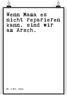 Produktbild von Mr. & Mrs. Panda Bild Wenn Mama es nicht... DIN A4 - Weiß - Geschenk, Plakat, Spruch Sprüche Weisheiten Zitate Lustig Weisheit Worte, wanddeko, Mutter, Posterdruck, Frau