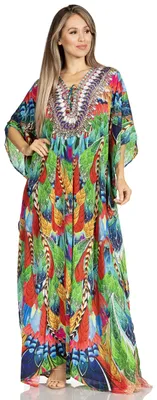 Obrázok produktu pre Sakkas 2001 – Dámske letné šaty s krátkym rukávom, výstrihom do V a kvetinovým vzorom, model kaftan