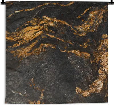 Produktbild von MuchoWow® Wandteppich Wandbehang Marmor - Limette - Schwarz - Gold - Marmoroptik - Luxus 90x90 cm Tapisserie Dekoration Wandtuch - Wandaufhänger