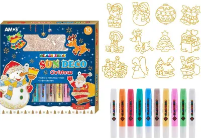 Image de Peinture vitrail 10 couleurs+ vitrail Noël BN