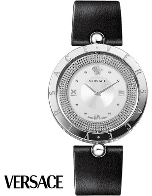 Produktbild von Versace VE7900120 Eon silber weiss schwarz Leder Armband Uhr Damen NEU