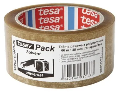 Productafbeelding van Tesa Universele oplosmiddelband, transparante verpakkingsband, 66 meter x 48 mm