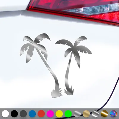 Produktbild von PantherPixel Reisen Aufkleber Insel Camping Strand Urlaub Palmen Sticker Auto Geschenkidee Farbe Chrom-Silber