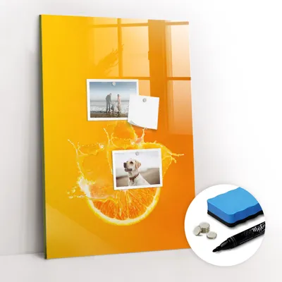 Produktbild von Magnetpinnwand Memoboard - Zubehörsatz - Schwarzer Marker + Schwamm + Magnete - 40 x 60 cm - Orangensaft