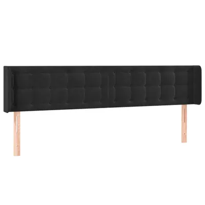 Image de vidaXL Tête de lit avec oreilles noir 163x16x78/88 cm velours