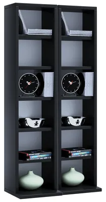 Image de Étagère en bois | Étagère CD avec espace pour 204 CD ou 72 DVD ou 40 vidéos | Dimensions : H. 92 x W. 42 x D. 20 cm | Étagère CD/DVD élégante | Étagère Blu-ray - Milano