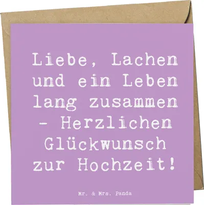 Produktbild von Mr. & Mrs. Panda Glückwunschkarte Spruch Hochzeit Liebe Lachen - Lavendeltraum - Geschenk, doppelkarte, anlasskarte, personalisiert, Heiraten, Geschenke, Karten, Heirat