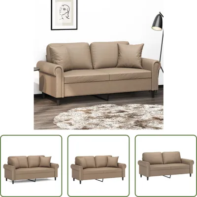 Immagine prodotto di The Living Store Divano a 2 posti con cuscini decorativi cappuccino-marrone 140 cm in ecopelle