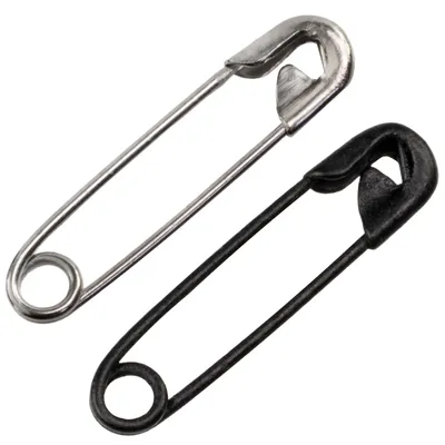 Sicherheitsnadeln 19 mm, 24 Stück, Metall, Silber/Schwarz