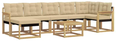 Produktbild von vidaXL Outdoor-Sofagarnitur mit Kissen 8 pcs Weiß und Beige