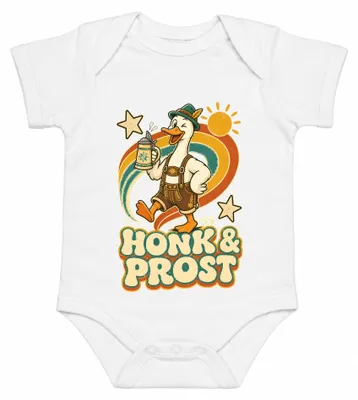 Produktbild von Honk & Prost Gans Lederhose Bayern Bier Trachtenshirt Dirndl Wiesn Baby Body, Weiß, 0/3