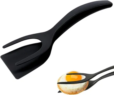 Productafbeelding van 2-in-1 Spatel - Keuken Tang - Koken Bakken - Hittebestendig - 318 cm - Zwart