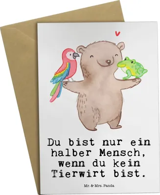 Produktbild von Mr. & Mrs. Panda Grußkarte Tierwirt Herz - Weiß - Geschenk, weihnachtskarten, Bauernhof, Witzig, Beileidskarte, einladungskarten, Spruch, Lustig, dankeskarten, babykarte
