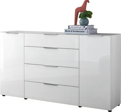 Produktbild von Sideboard Anrichte 180 cm weiß Glasfront - SANTORIN - Die Möbelfundgrube