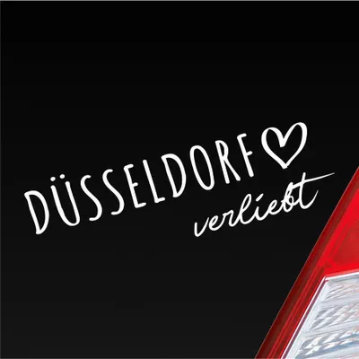 Produktbild von Auto Aufkleber Düsseldorf verliebt Herz Stadt Heimat Liebe Car 19x6 cm Weiss Matt Sticker Heckscheibenaufkleber