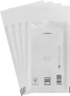Produktbild von LOGIC PACK 10 Luftpolsterumschläge Versandtaschen B2 140 x 225 mm Weiß Luftpolstertaschen für DIN A6
