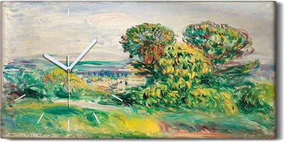 Produktbild von Wandkunst Leinwand Bild Uhr 60x30 Gemälde Abstrakte Wald Bäume Landschaft Kunst - weiße Hände
