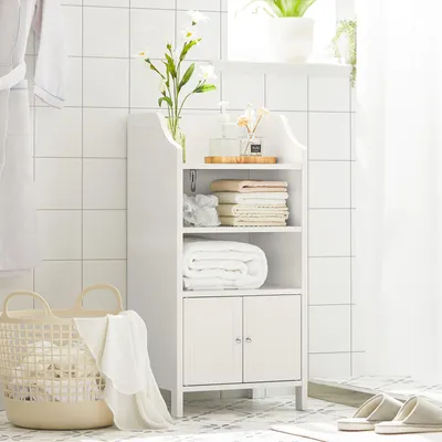 Produktbild von SoBuy BZR56-W Kúpeľňová komoda Kúpeľňová skrinka Skrinka do kúpeľne Kúpeľňový nábytok biely WHT cca: 41x86x36cm