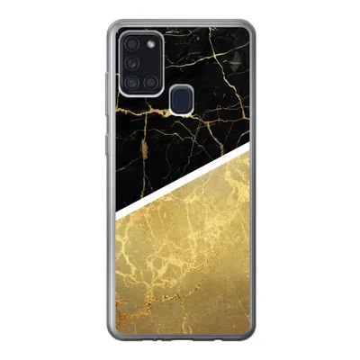 Produktbild von MuchoWow® Handyhülle Schutzhülle Hülle für Samsung Galaxy A21s Marmor - Schwarz - Gold Silikon Softcase Handy Hülle - Hartschale