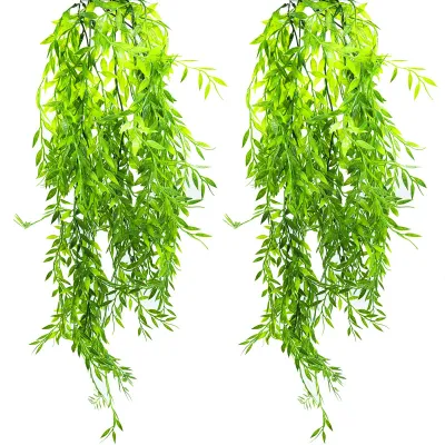 Künstliche Hängepflanzen, 2er-Set, Efeu, 95 cm, Grün, für Innen & Außen