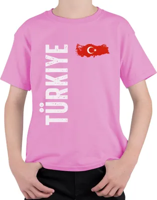 Produktbild von Türkei Flagge Fußball Fan WM Weltmeisterschaft 2026 Uni Kinder T-Shirt, Pink, 152