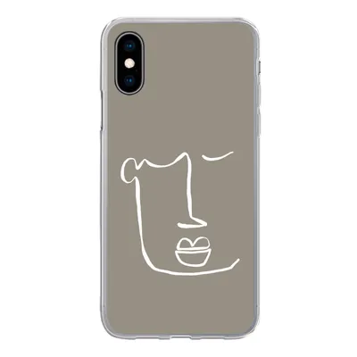 Produktbild von MuchoWow® Handyhülle Schutzhülle Hülle für iPhone X Lippen - Abstrakt - Strichzeichnung Silikon Softcase Handy Hülle - Handyhülle