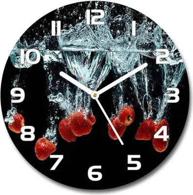 Produktbild von Wanduhr aus Glas 30fi Glasbild Glasuhr Gehärtetes Glas - weisse-zeiger - Strawberries under water