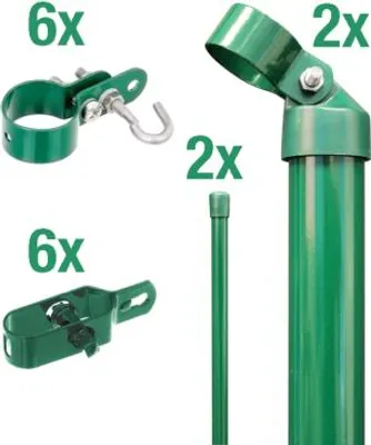 Immagine prodotto di Alberts 601416 Set di angoli per recinzione a maglia ondulata cancello ec maglia verde recinzione, set,filo,verde,zE,1250, zinco-fosfatato verde, , post cancello zE: 76 mm, altezza recinzione: 12 cm