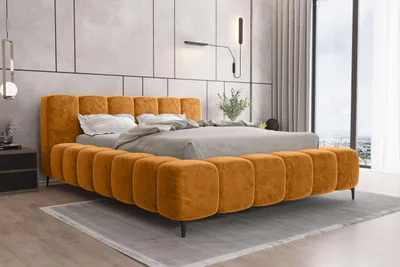 Produktbild von 99rooms Cozy Polsterbett 160x200 cm Chenille APHRODITE Gold