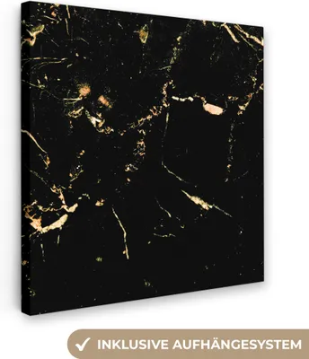 Zdjęcie produktu dla MuchoWow® - Obraz na płótnie - Marmur - Limonka - Czarny - Złoty, obraz na ścianę, obrazy dekoracyjne do salonu, 90x90cm