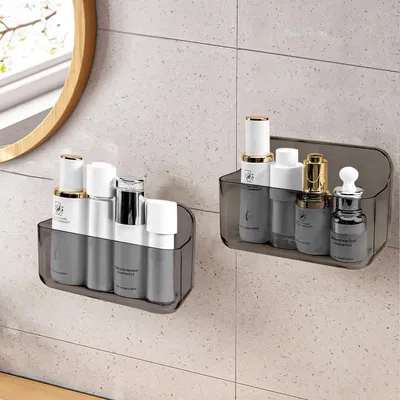 Produktbild von Duschablage ohne Bohren Badezimmer Organizer Grau 2er Set