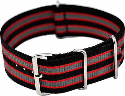 Produktbild von Uhrenarmband Durchzugsband Nylon schwarz/rot 24mm exclusiv