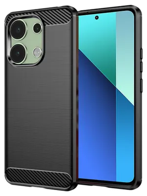 Produktbild von Techsuit Carbon Silicone Back Cover Hülle für Xiaomi Redmi Note 13 4G - Schwarz