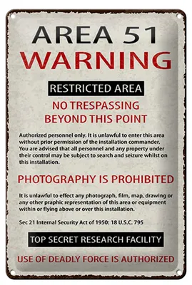 Produktbild von Blechschild Hinweis 20x30 cm Area 51 warning no trespassing Schild