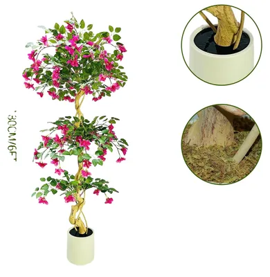 Image de Arbre de bougainvillier artificiel, aspect réaliste, facile d'entretien, 180 cm