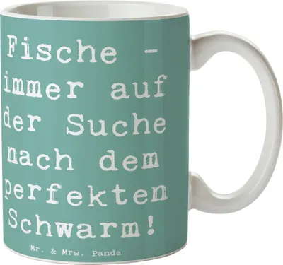 Produktbild von Mr. & Mrs. Panda Tasse Spruch Fische Schwarm - Meeresbrise - Geschenk, emotional, Becher, Kreativ, Teetasse, künstlerisch, Kaffeebecher, Tierkreiszeichen, Sternzeichen