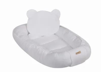 Produktbild von Premium Musselin Babynestchen mit Kissen | Baumwolle Kokon für Babys | Atmungsaktives Kuschelbett Ohne Muster | Farbe: Weiss