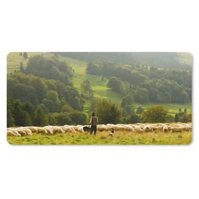 Produktbild von MuchoWow® Schreibtischunterlage Tiere - Schafe - Baum 80x40 cm - XXL Mauspad - Gaming Mauspad