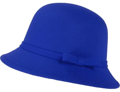 Produktbild von Filz Eimer Hut Damen verstellbar Vintage Bowler Wollmütze mit Schleife Blau M