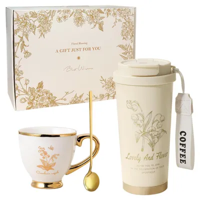 Immagine prodotto di Set regalo: tazza termica e tazza in Vetroceramica da 500 ml, in acciaio inossidabile e Vetroceramica, per donna