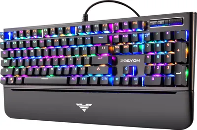 Produktbild von PREYON Long Claw Brown Tastatur Gaming-Tastatur - Handballenauflage - 104 Tasten - Gateron Brown Schalter - Aluminiumgehäuse - RGB-Beleuchtung - Beleuchtungsmodus - Software - USB-Durchgangsanschluss